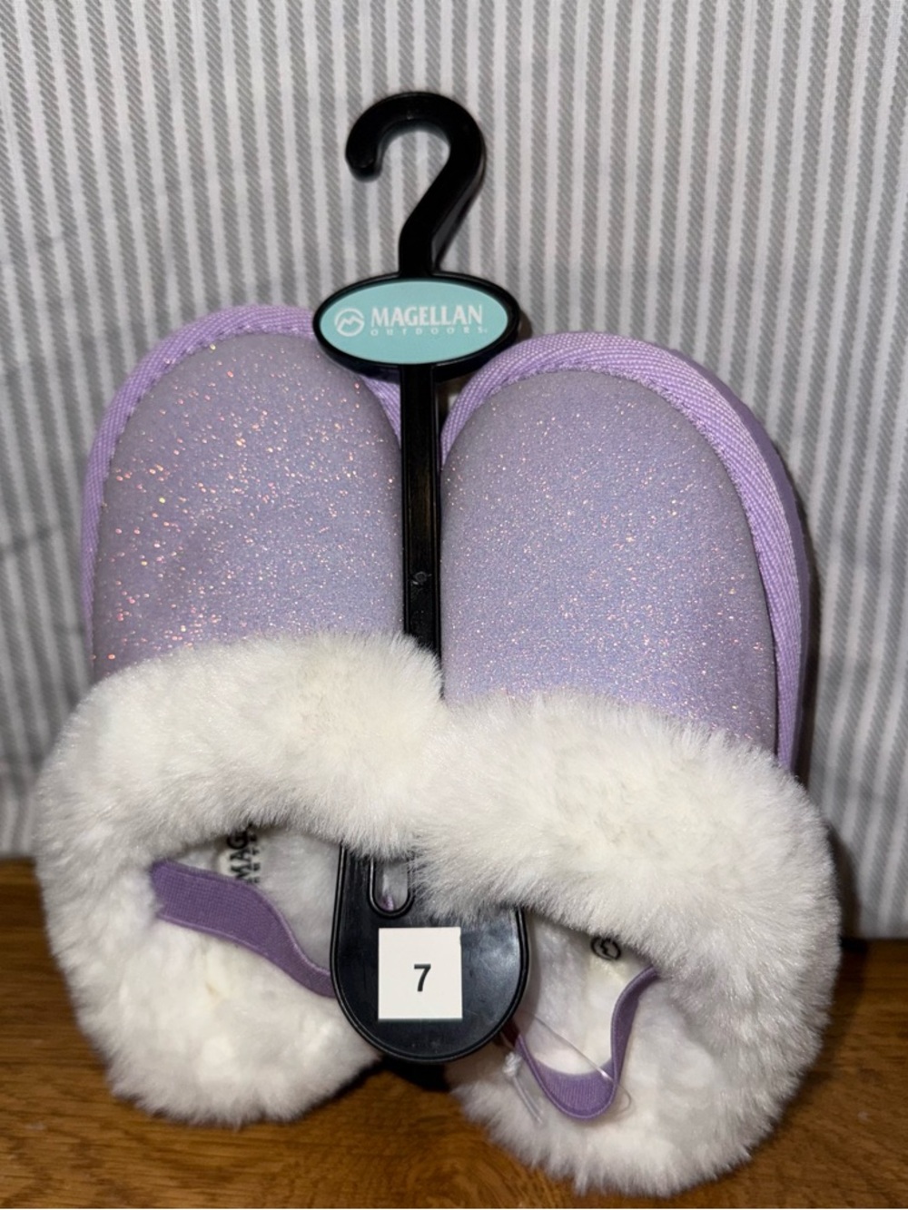 Garanimals Sparkle Lavender Kids Slippers with White Faux Fur